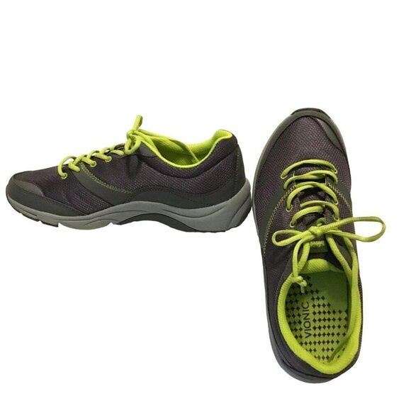 Vionic Women's Size 9 Kona Athletic Sneakers Mesh Gray and Lime Activewear Gym - Picture 1 of 12